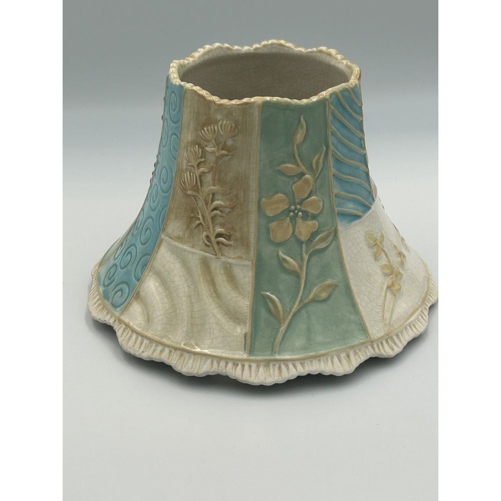 Yankee Candle shade "Patchwork" Dandelion Wildflower Country  Crackle Paint - Picture 2 of 11